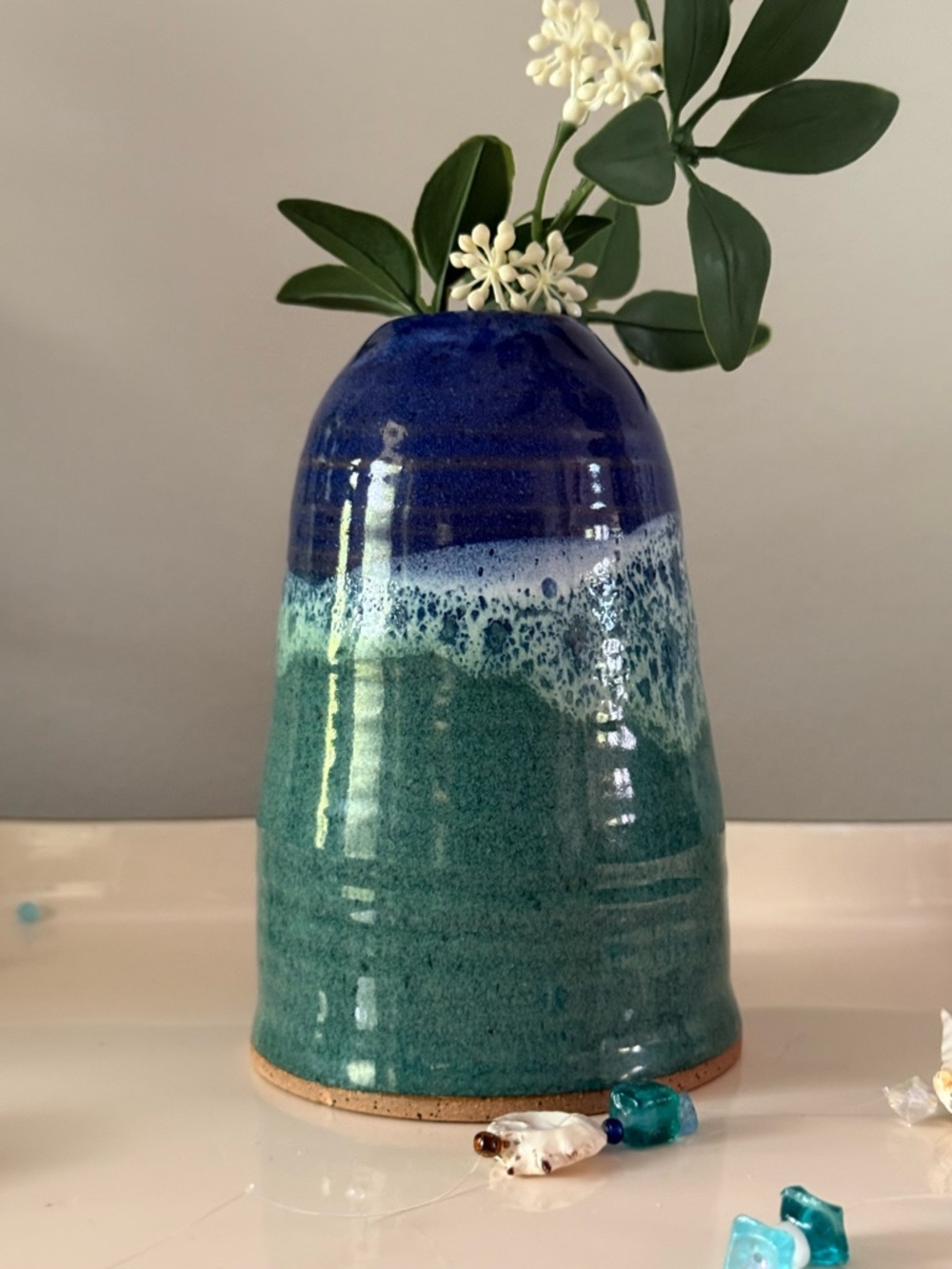 Blue Studio Art Pottery Vase Handmade